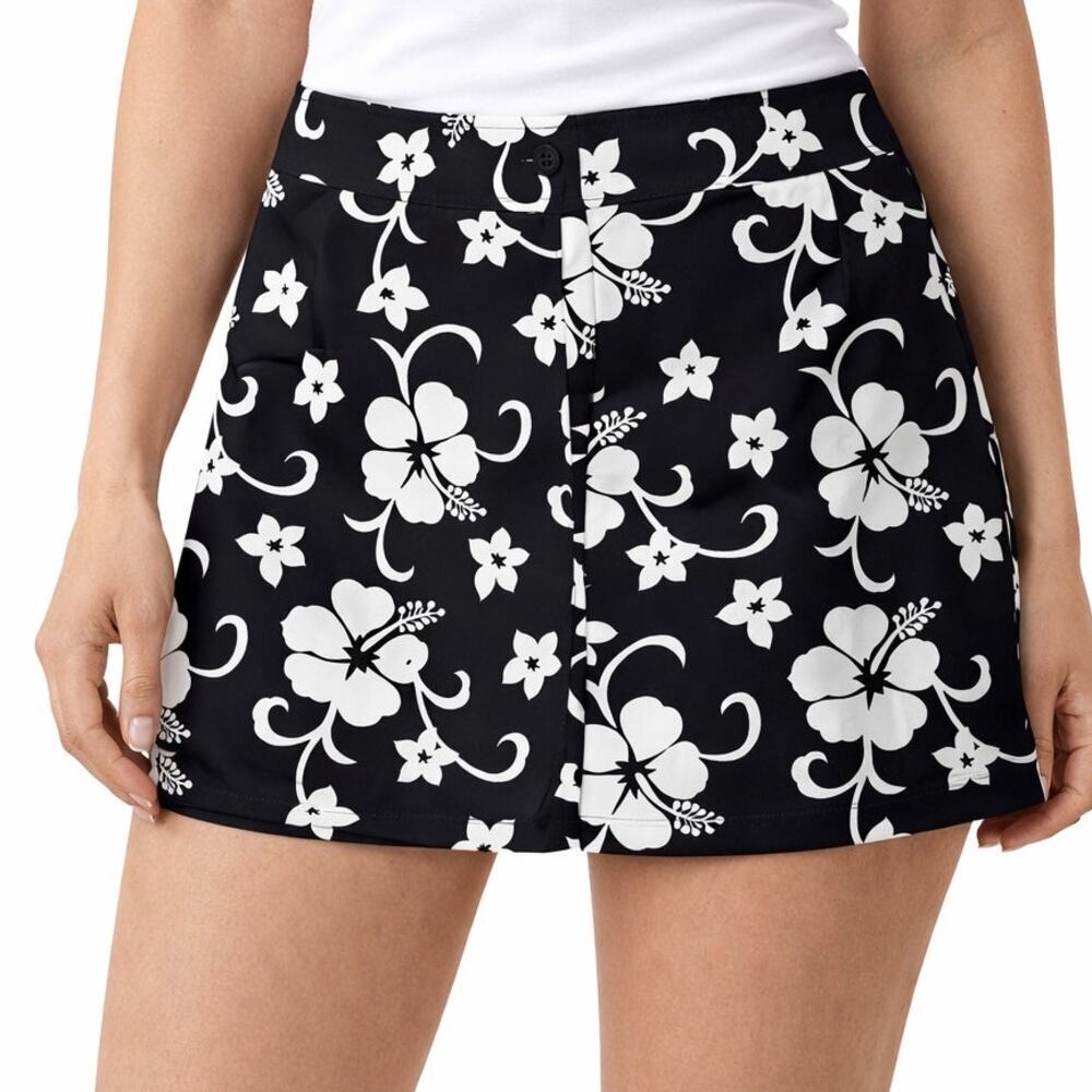 Black And White Floral Wrap Skirt